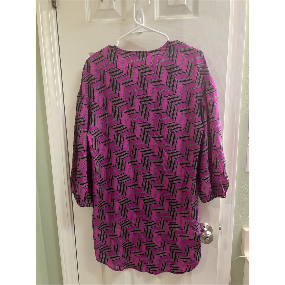 Trina Turk Dress Sz 2 Women's Pink Black Silk Sheath Elegant Work Church Shirt‎ - Picture 2 of 8